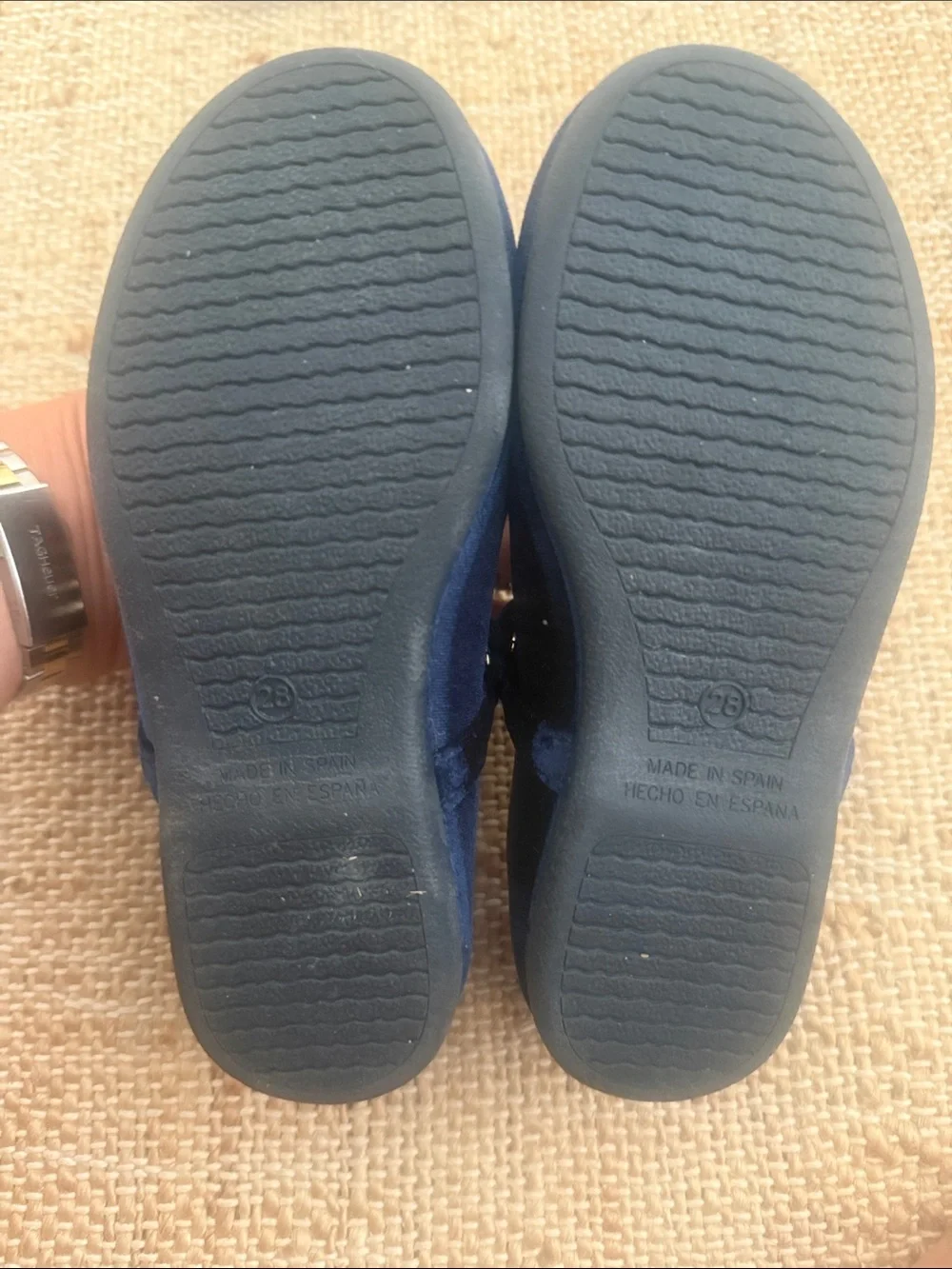 Children Chic Girls' Navy Blue Velvet Mary Jane Flats size 28 US 11